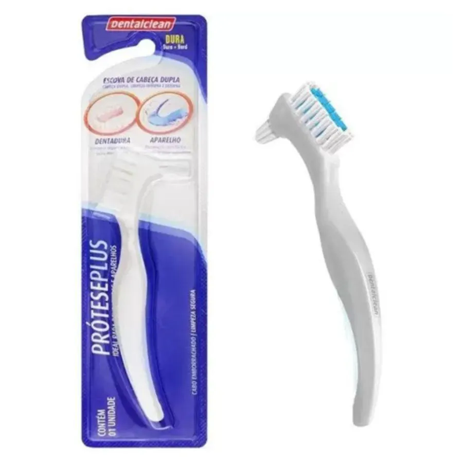 ESCOVA DENTAL PROTESE PLUS CABEçA DUPLA - DENTALCLEAN