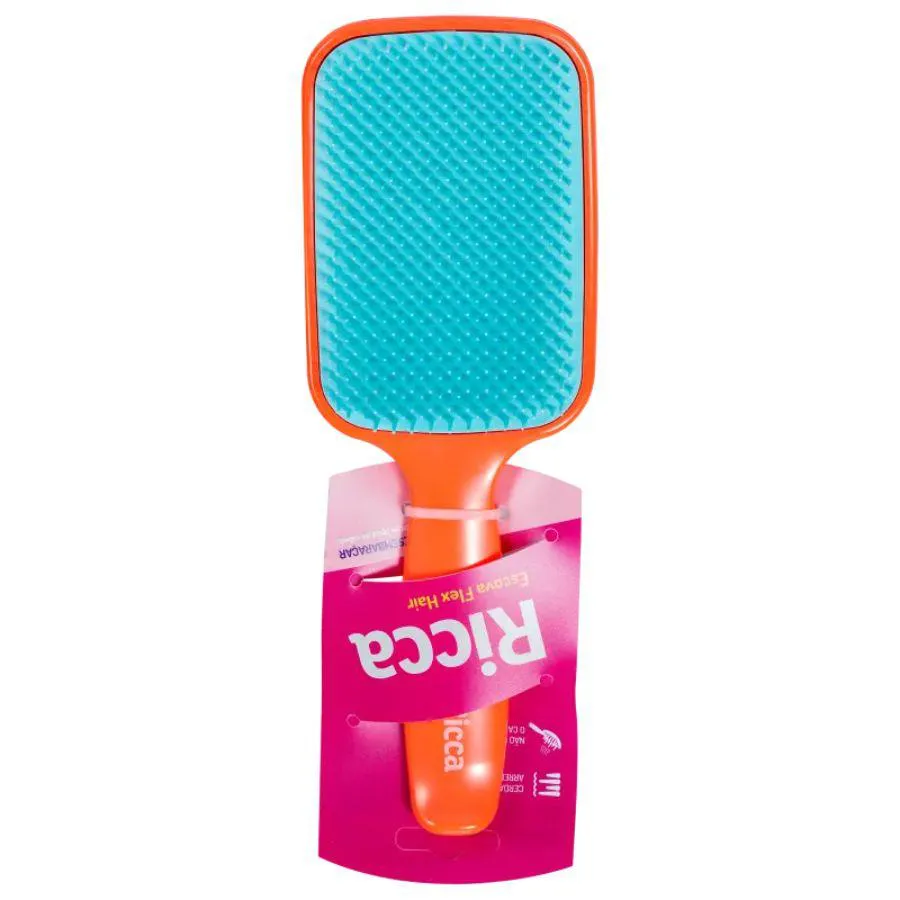 ESCOVA DE CABELO RICCA FLEX RAQUETE LARANJA / AZUL ´