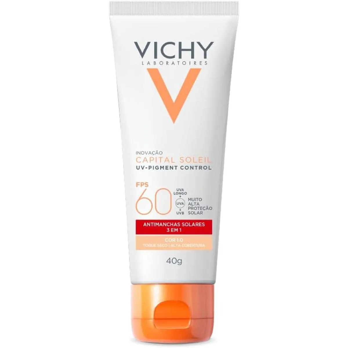 VICHY PROTETOR SOLAR FACIAL COM COR  1.0 CAPITAL SOLEIL UV PIGMENT CONTROL FPS60 40G