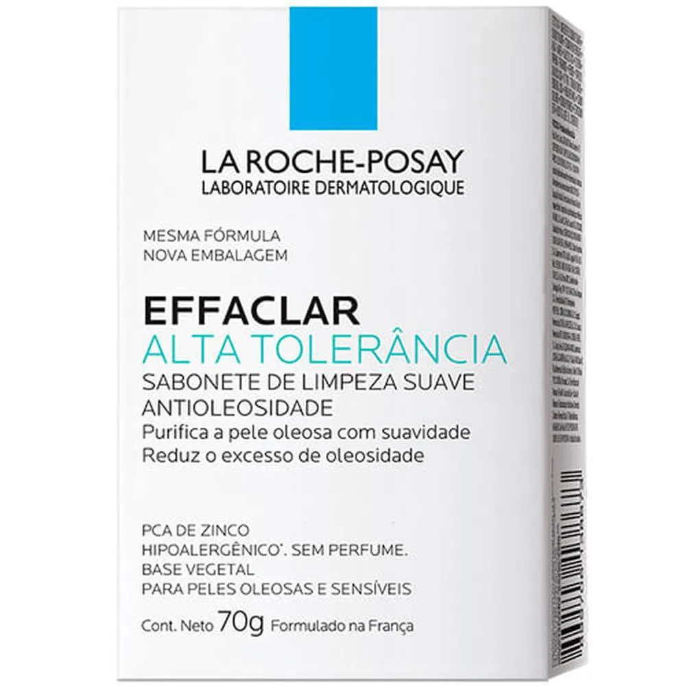 LA ROCHE-POSAY SABONETE FACIAL EFFACLAR ALTA TOLERâNCIA LIMPEZA SUAVE ANTIOLEOSIDADE 70G