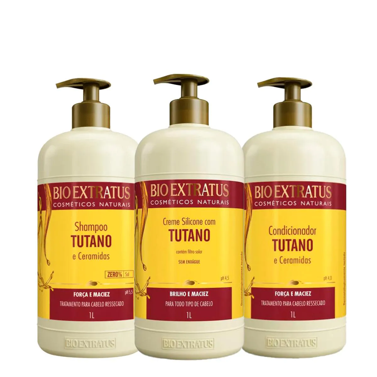 KIT BIO EXTRATUS TUTANO SHAMPOO LEAVE-IN E CONDICIONADOR (3 PRODUTOS)