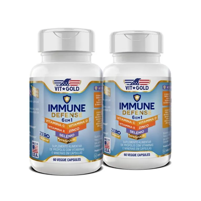 MULTIVITAMíNICO IMMUNE DEFENSE E PRóPOLIS VITGOLD KIT 2X 60 CáPSULAS