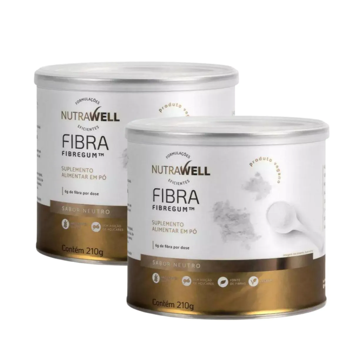 2X FIBRA FIBREGUM NEUTRO 100% VEGETAL NUTRAWELL 210G