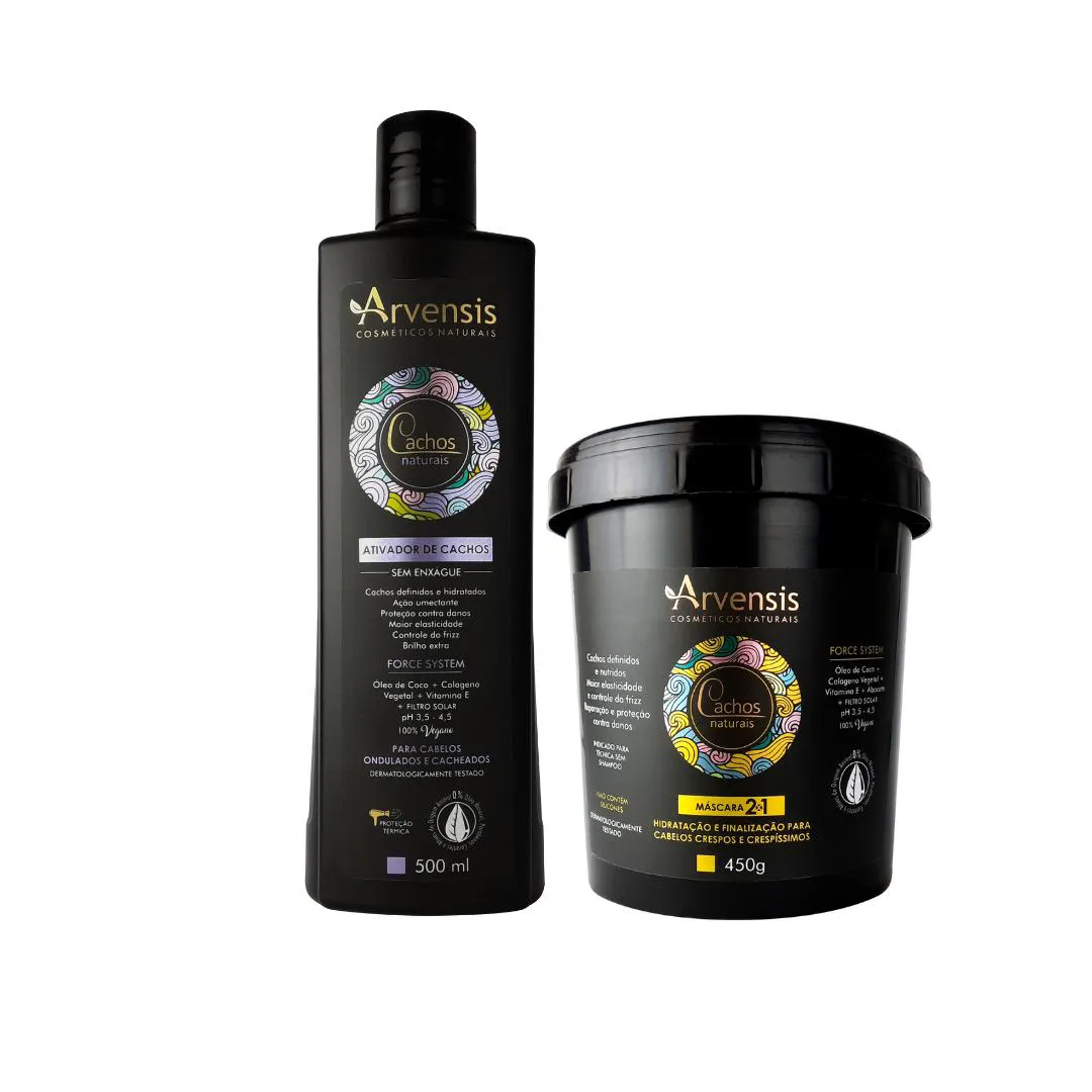 KIT ARVENSIS CACHOS ATIVADOR ONDULADO 500ML E MASC. 2X1 450G