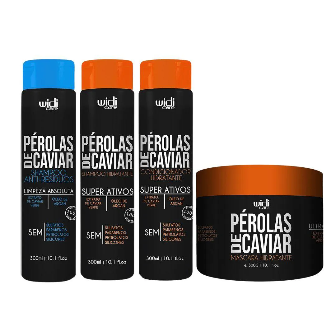 KIT WIDI CARE PéROLAS DE CAVIAR HIDRATANTE 4 ITENS VEGANO