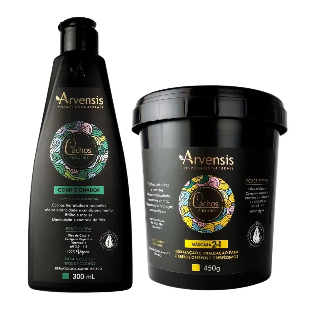KIT ARVENSIS CACHOS CONDICIONADOR + MáSCARA 2X1 450G VEGANO