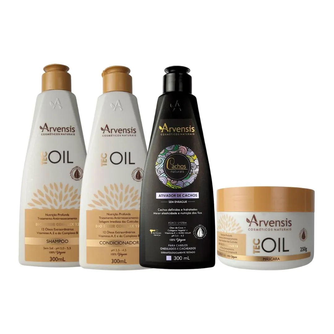 KIT ARVENSIS TEC OIL SH COND MASCARA + ATIVADOR ONDULADO