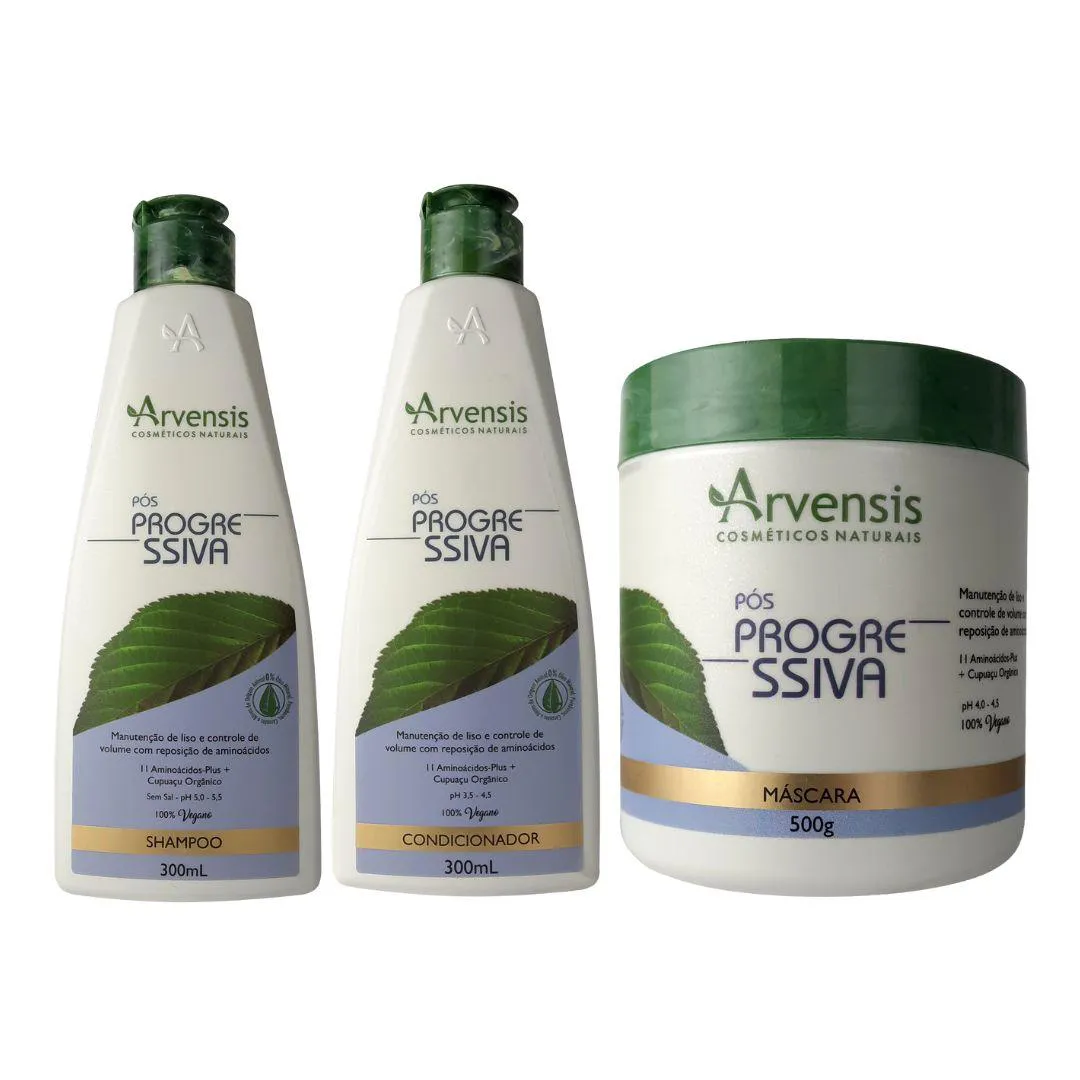 KIT ARVENSIS PóS PROGRESSIVA SHAMPOO + COND. + MASCARA 500G