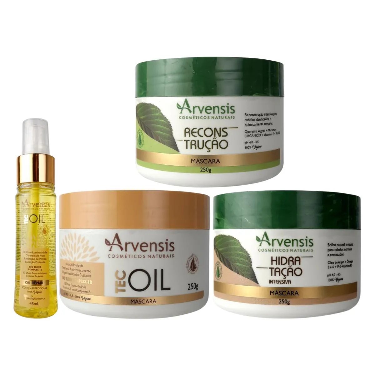 KIT ARVENSIS CRONOGRAMA CAPILAR MASCARAS E ÓLEO FINALIZADOR