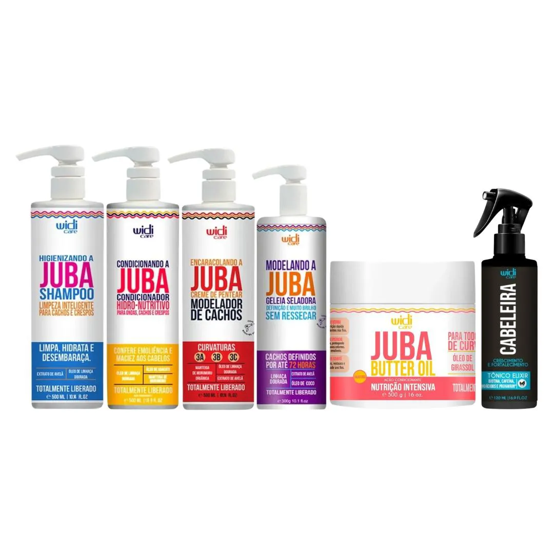 KIT WIDI CARE JUBA 5 ITENS + TôNICO ELIXIR SPRAY CABELEIRA