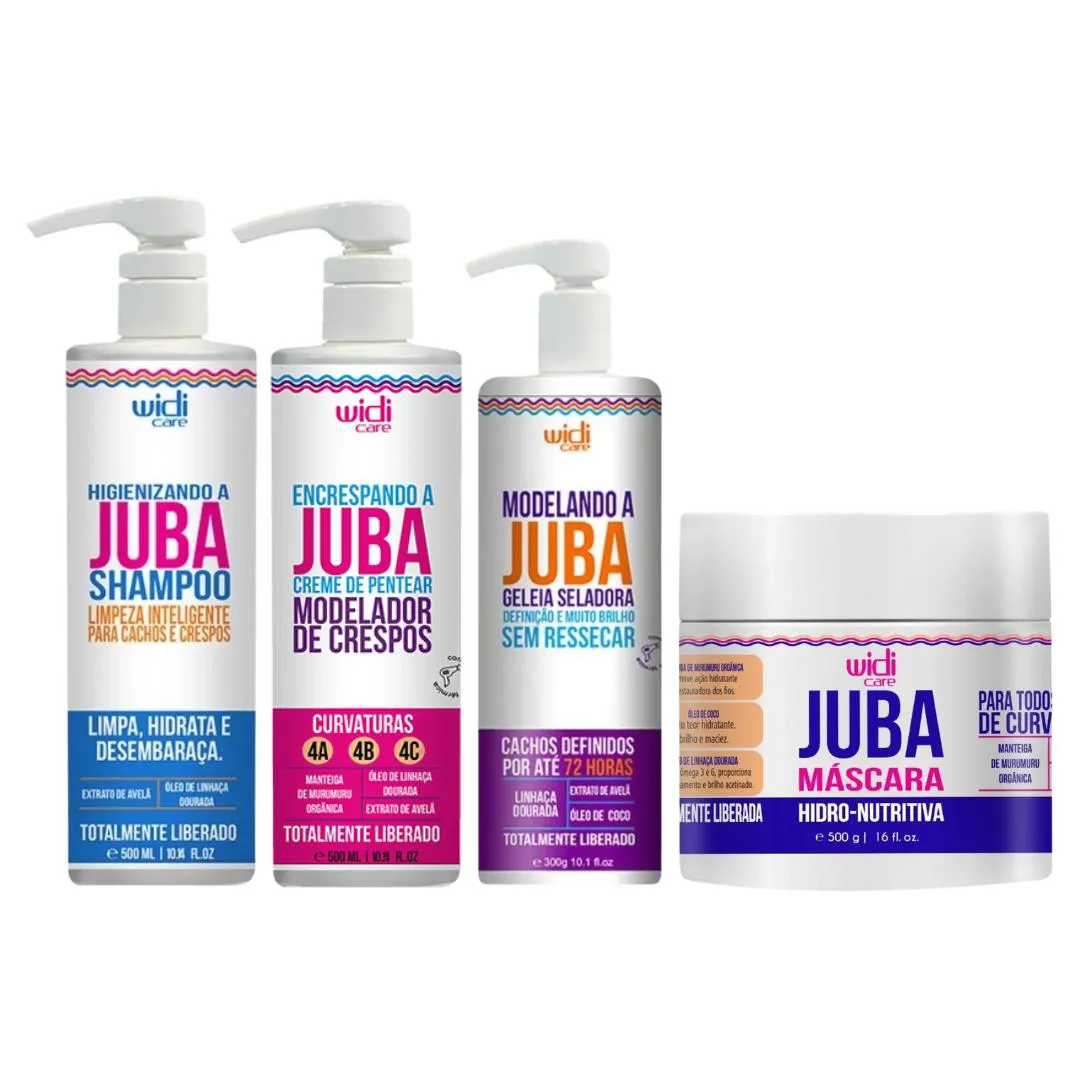 KIT WIDI CARE JUBA SHAMPOO CREME ENCRESPANDO GELEIA MASCARA