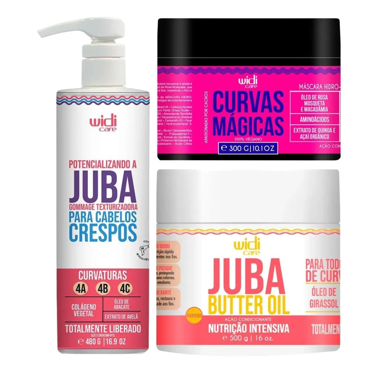 KIT WIDI CARE JUBA GOMMAGE BUTTER OIL + MASC CURVAS MAGICAS