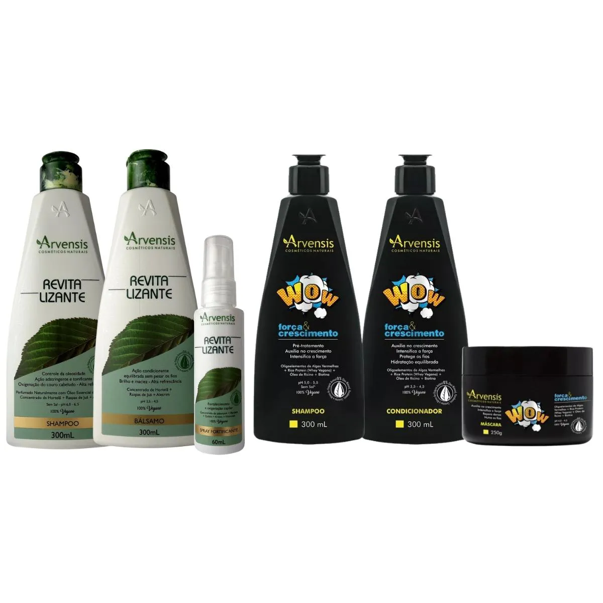 KIT ARVENSIS REVITALIZANTE E WOW FORçA E CRESCIMENTO 6 ITENS