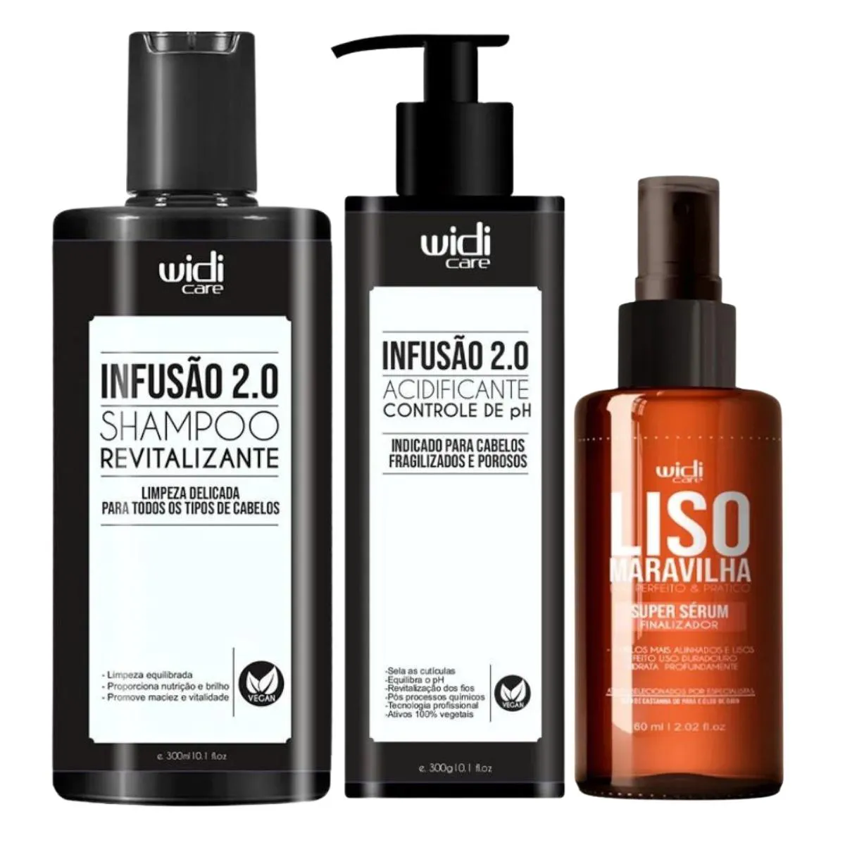 KIT WIDI CARE SHAMPOO ACIDIFICANTE INFUSãO 2.0 SERUM LISO