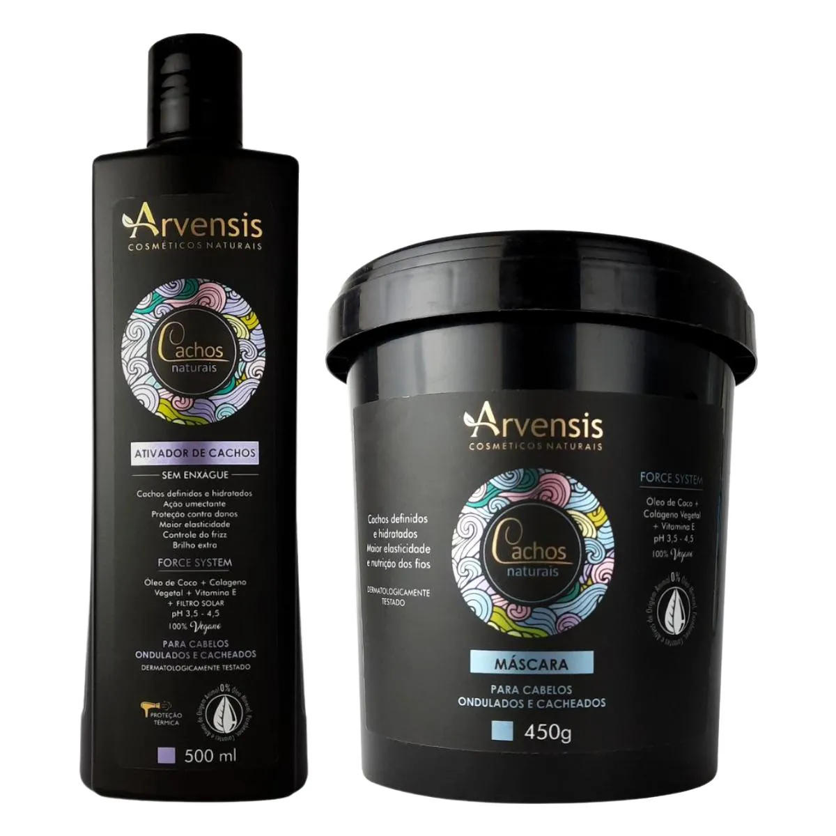 KIT ARVENSIS CACHOS ONDULADOS ATIVADOR 500ML + MáSCARA 450G