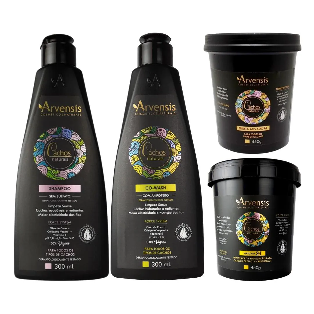 KIT ARVENSIS CACHOS SHAMPOO CO WASH GELEIA ALTA MáSCARA 2X1