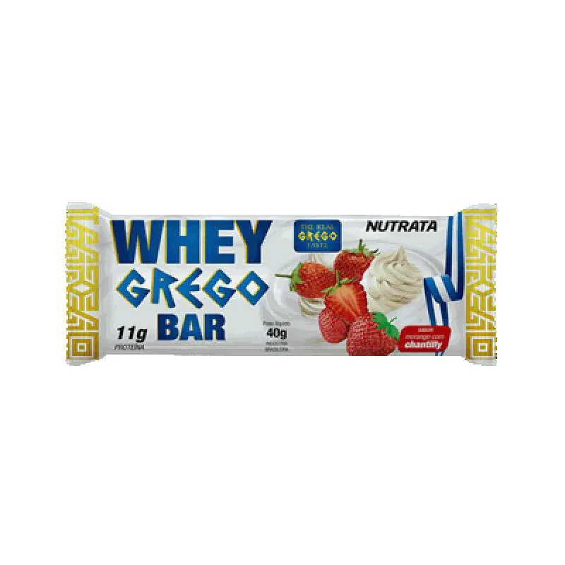WHEY GREGO BAR (40G) - SABOR: MORANGO COM CHANTILLY