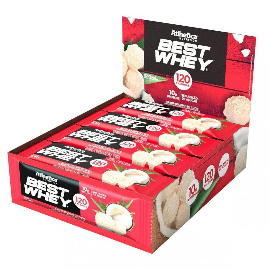 BEST WHEY BAR CAIXA COM 12 UNIDADES (360G) - SABOR: BEIJINHO DE COCO