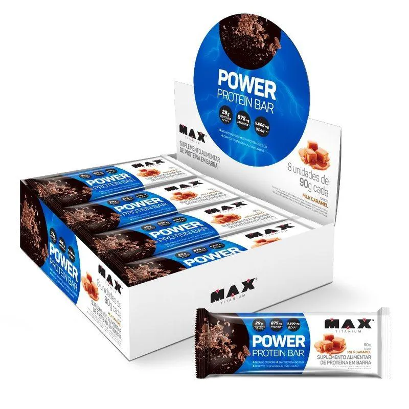 POWER PROTEIN BAR CAIXA COM 8 UNIDADES (720G) - SABOR: MILK CARAMEL