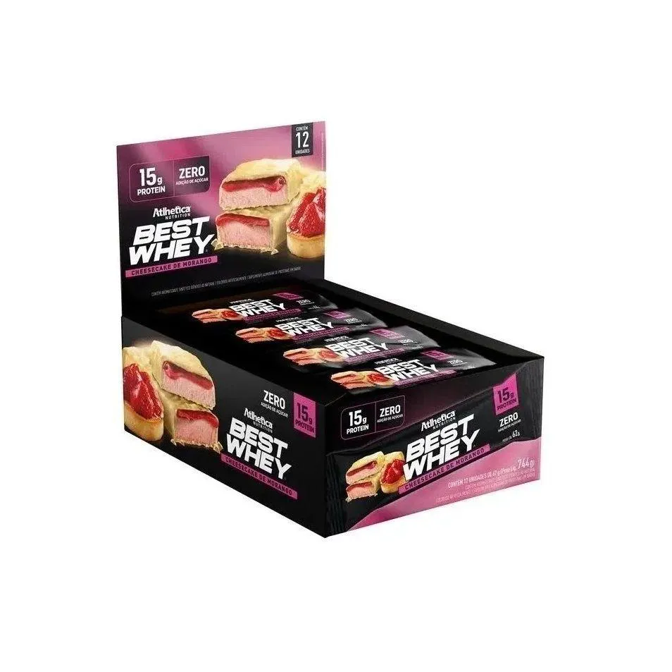 BEST WHEY BAR 744G (DISPLAY 12 UNIDADES DE 62G) - SABOR: CHEESECAKE DE MORANGO