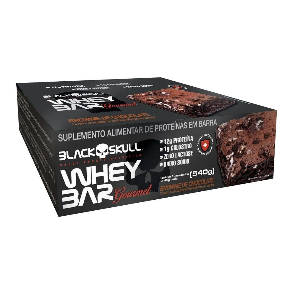 WHEY BAR GOURMET (CAIXA 12 UNID. 45G) - SABOR: BROWNIE DE CHOCOLATE