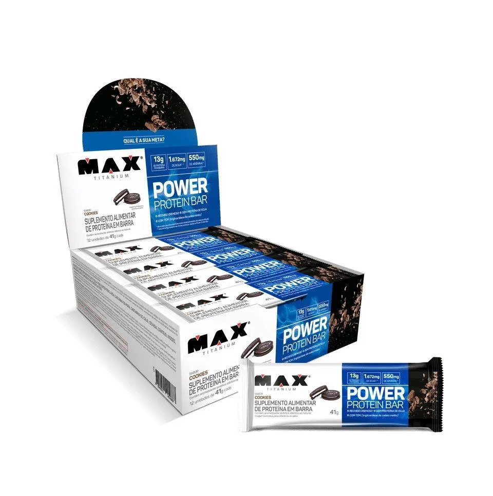 POWER PROTEIN BAR CAIXA COM 12 UNIDADES (492G) - SABOR: COOKIES