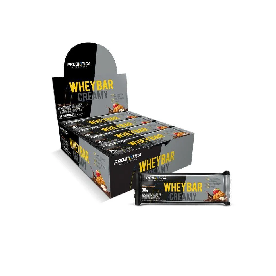 WHEY BAR CREAMY CAIXA 12 UNIDADES (456G) - SABOR: TORTA DE MAçA