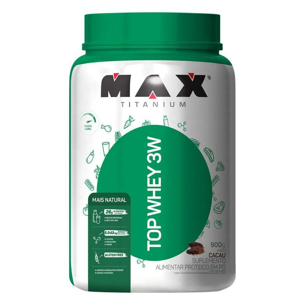 TOP WHEY 3W (900G) - SABOR: MAIS NATURAL - CACAU