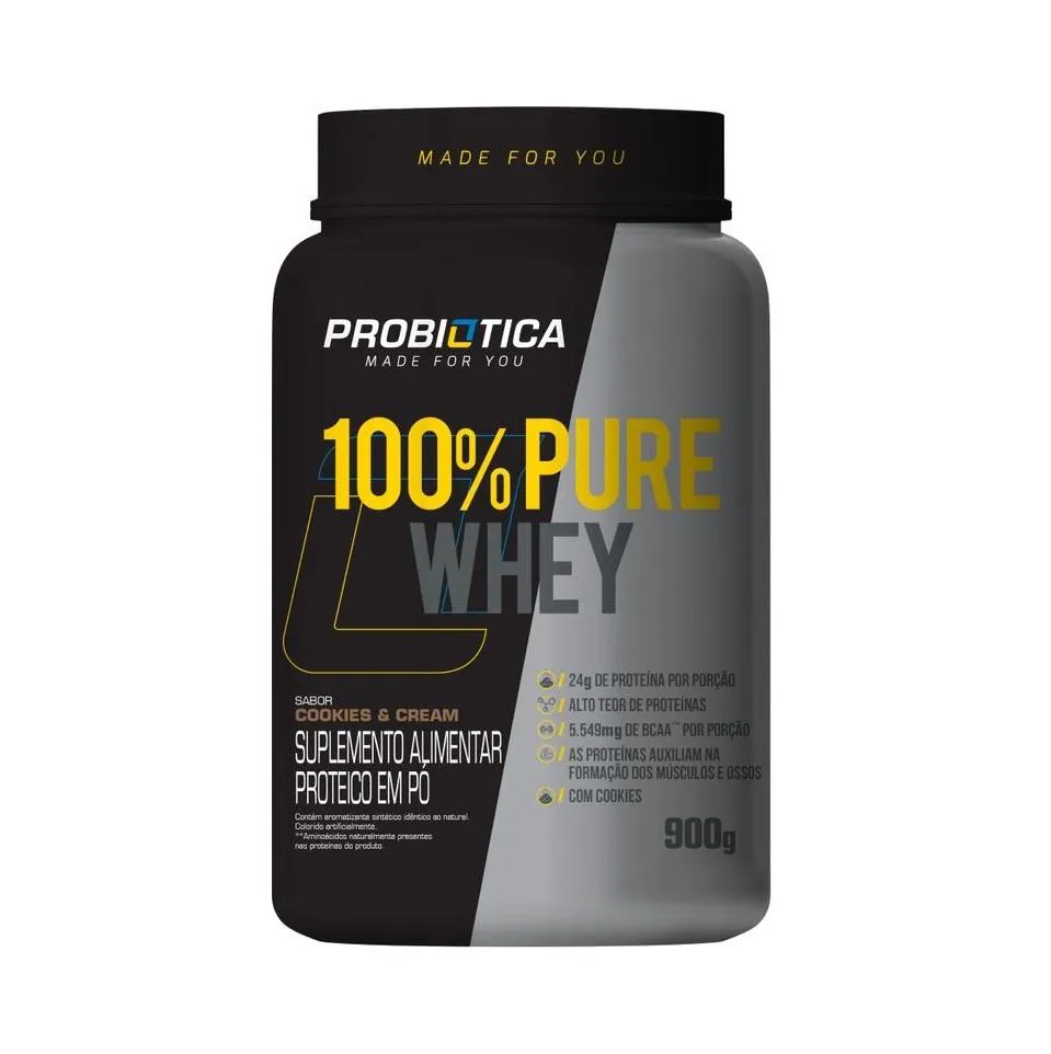 100% PURE WHEY (900G) - SABOR: COOKIES E CREAM