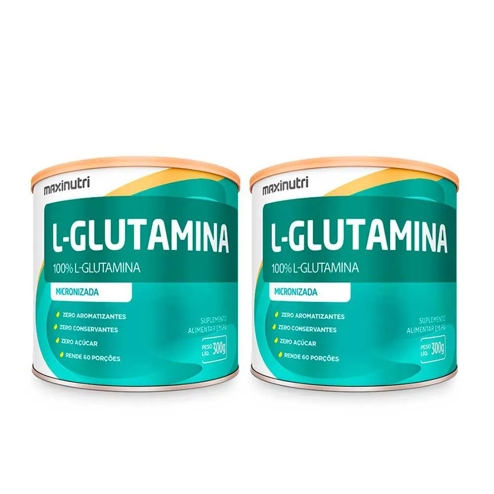 KIT 2 AMINOáCIDO L-GLUTAMINA 300G 100% PURA MAXINUTRI