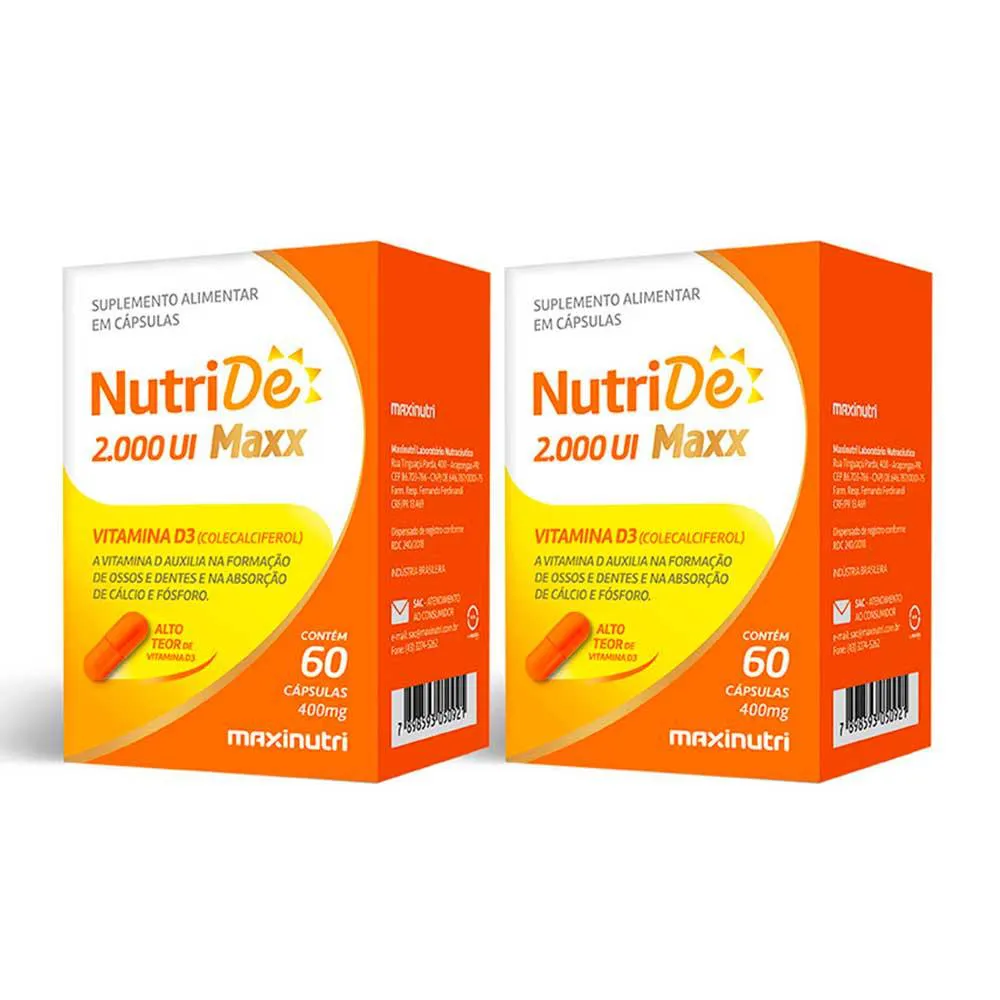 KIT 2 NUTRIDE VITAMINA D 2.000 UI 60 CAPSULAS MAXINUTRI