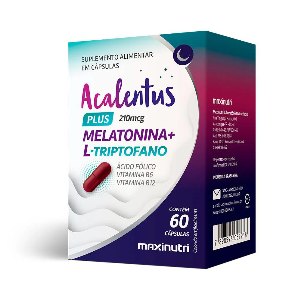 ACALENTUS PLUS MELATONINA + L TRIPTOFANO 60 CáPS MAXINUTRI