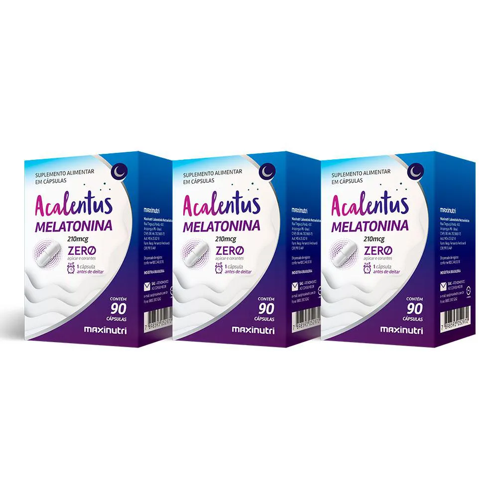 KIT 3 MELATONINA ZERO AçúCAR 210MCG 90 CáPS MAXINUTRI