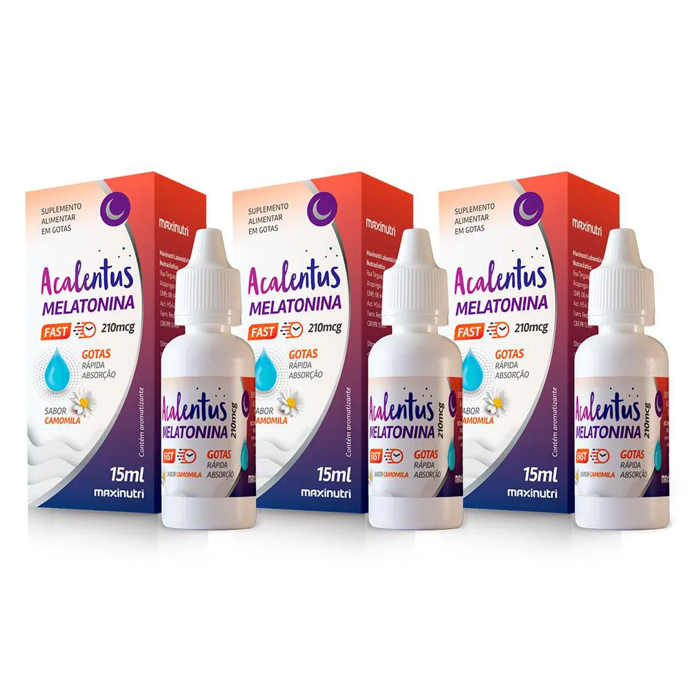 KIT 3 ACALENTUS MELATONINA + CAMOMILA GOTAS 15ML MAXINUTRI