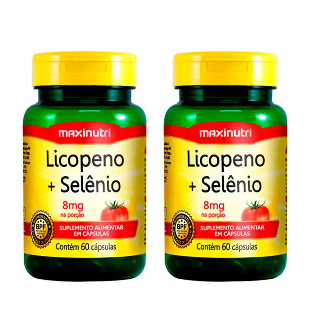 KIT 2 LICOPENO + SELêNIO ANTI OX 500MG 60 CAPSULAS MAXINUTRI