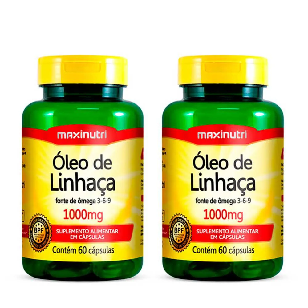 KIT 2 ÓLEO DE LINHAçA 60 CAPSULAS 1000MG  MAXINUTRI