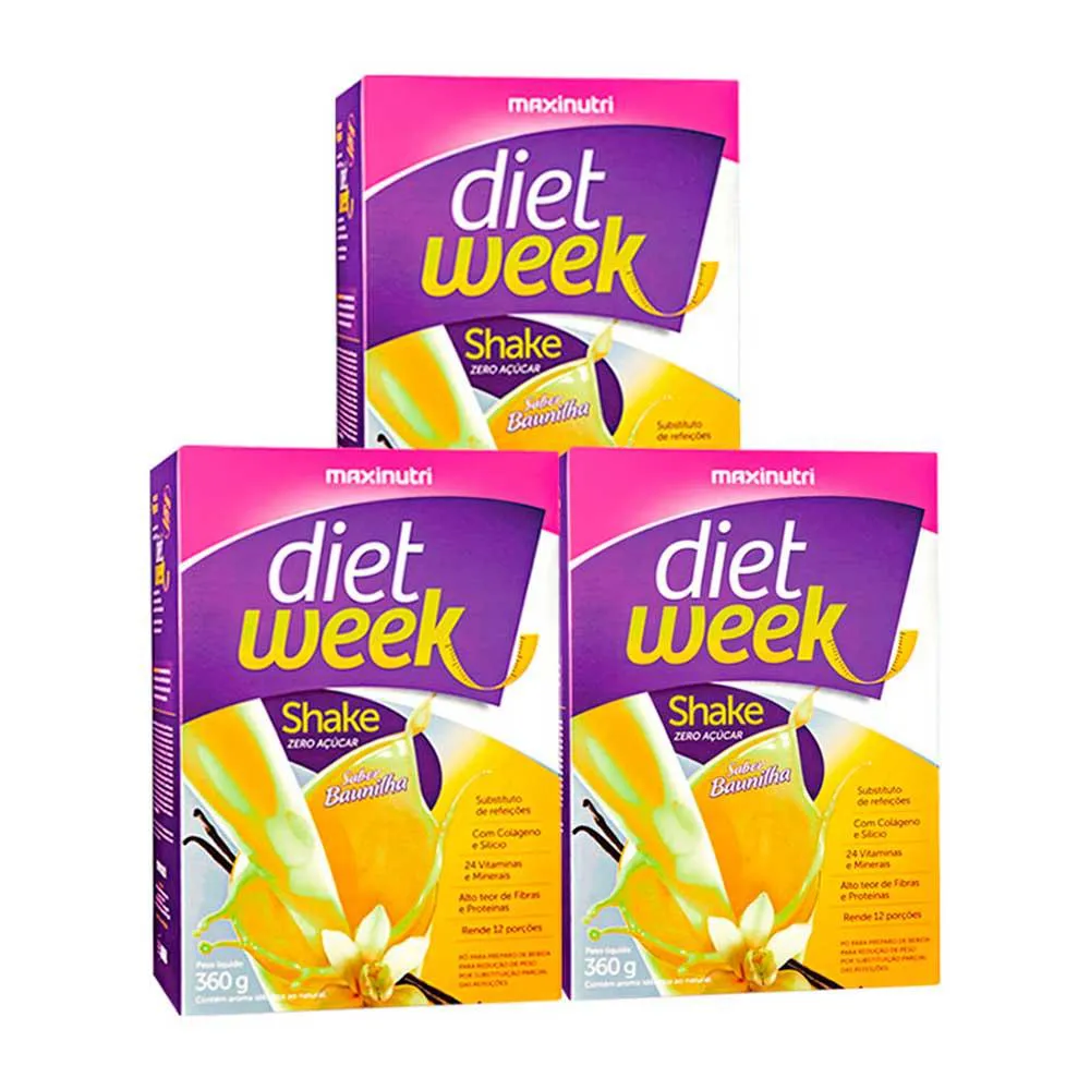 KIT 3 DIET WEEK SHAKE SABOR BAUNILHA 360G MAXINUTRI
