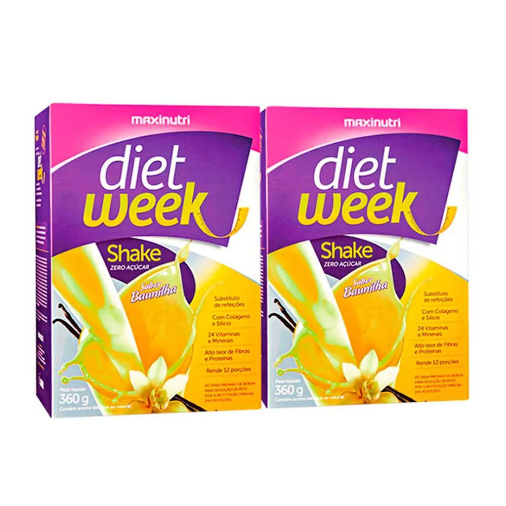 KIT 2 DIET WEEK SHAKE SABOR BAUNILHA 360G MAXINUTRI