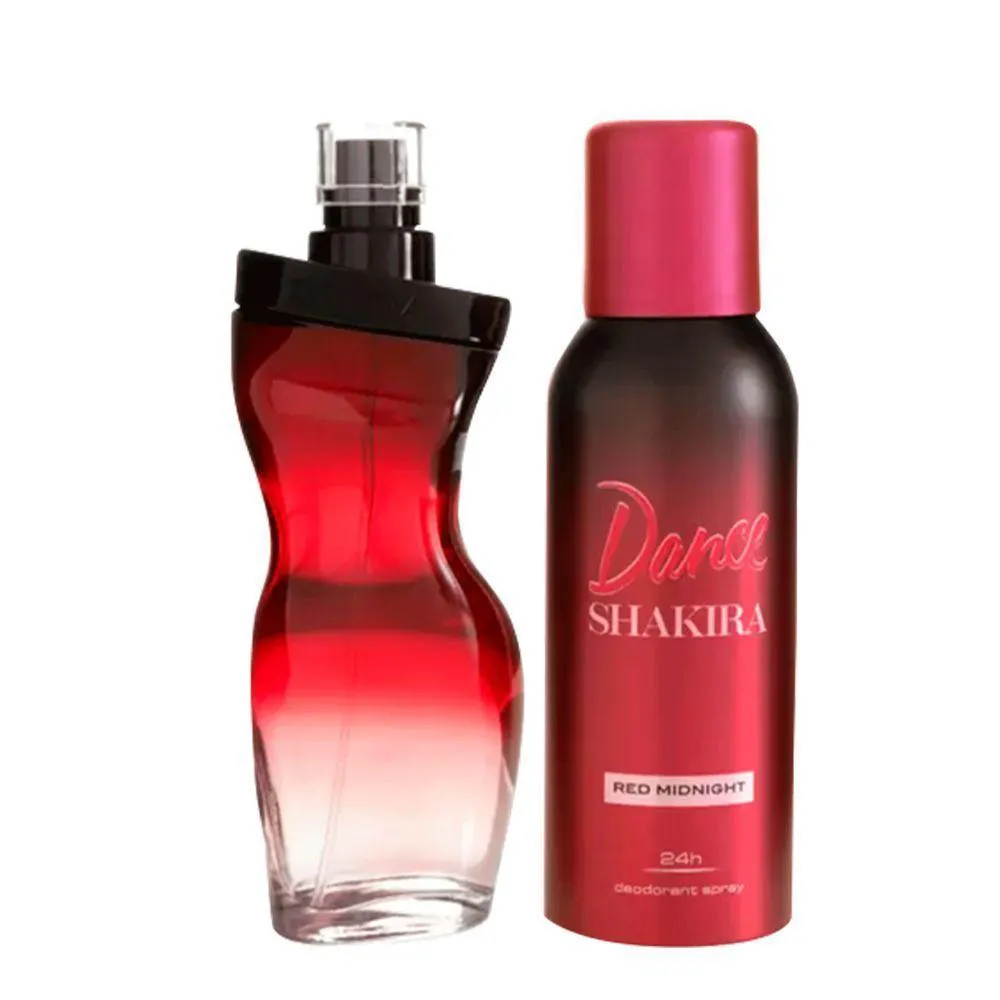 SHAKIRA CONJUNTO DANCE RED MIDNIGTH FEMININO - EAU DE TOILETTE 80ML + DESODORANTE SPRAY 150ML