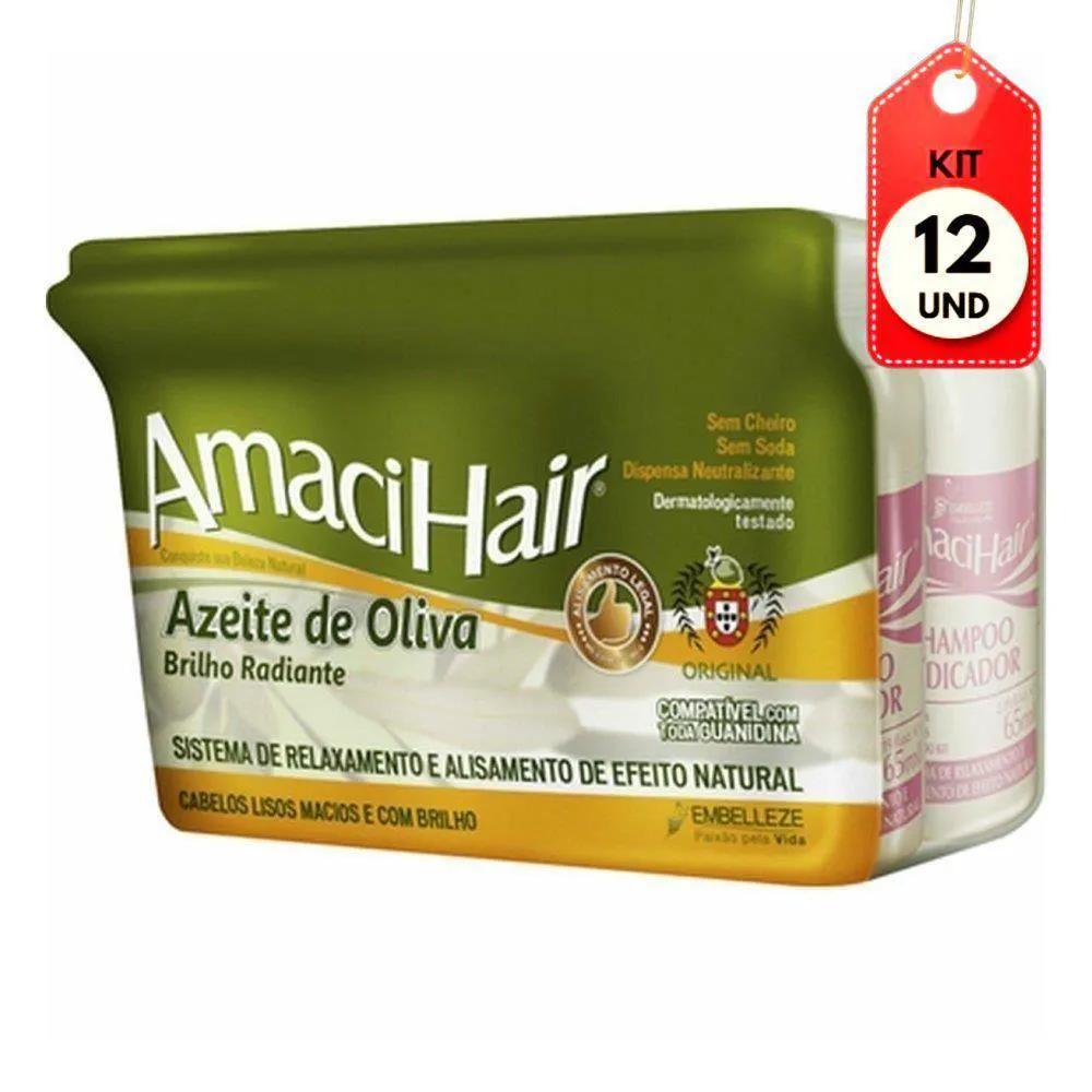 KIT C-12 AMACIHAIR AZEITE OLIVA RELAXANTE BALDINHO 220G