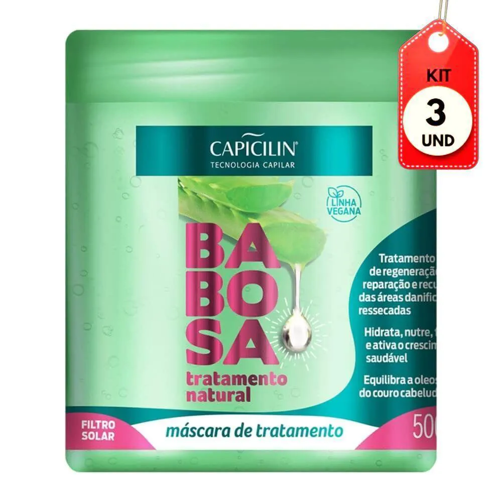 KIT C/03 CAPICILIN BABOSA MáSCARA DE TRATAMENTO 500G