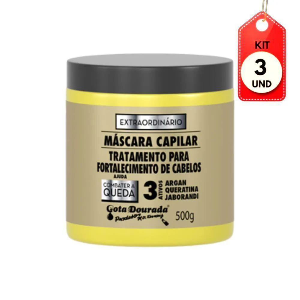KIT C/03 GOTA DOURADA EXTRAORDINáRIO MáSCARA 500G
