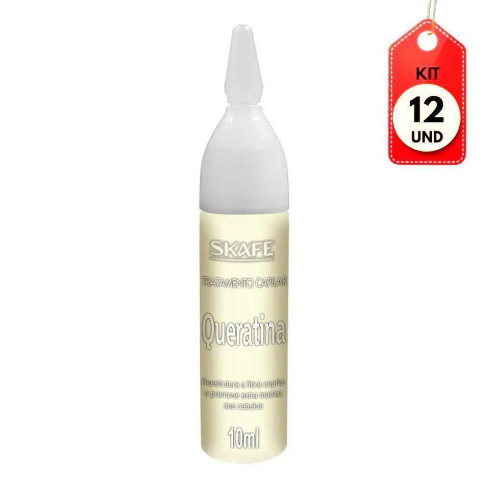 KIT C/12 SKAFE VITAMINA CAPILAR QUERATINA 10ML