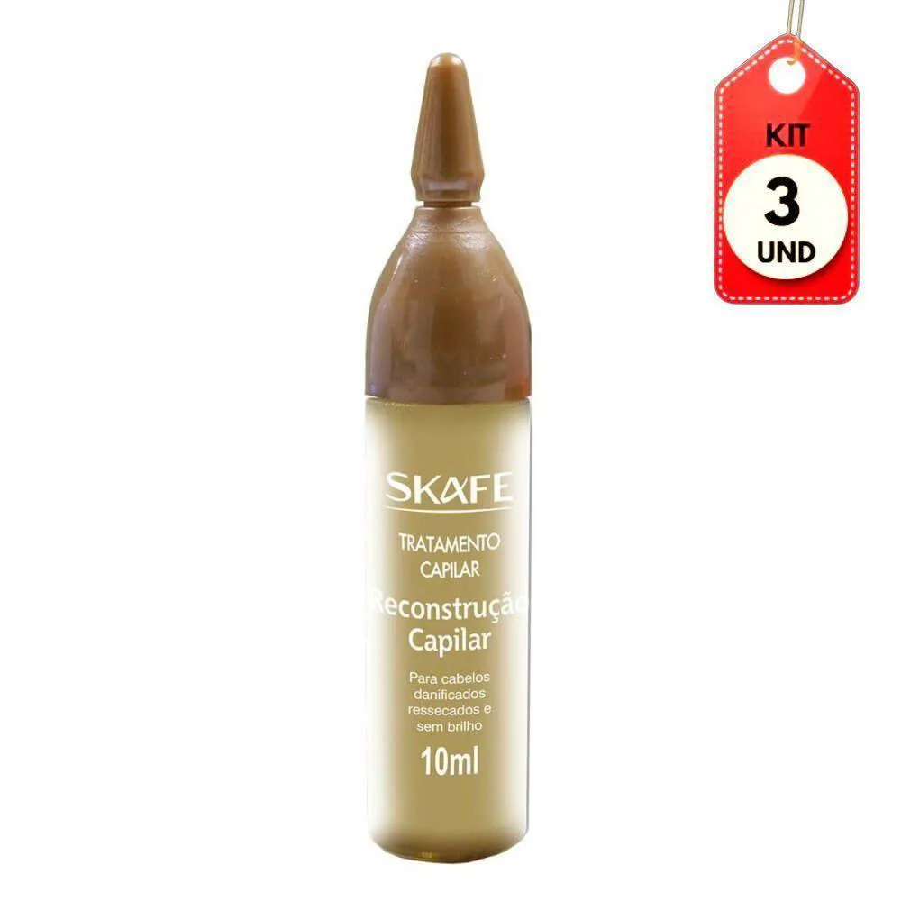 KIT C/03 SKAFE VITAMINA CAPILAR RECONSTRUçãO 10ML