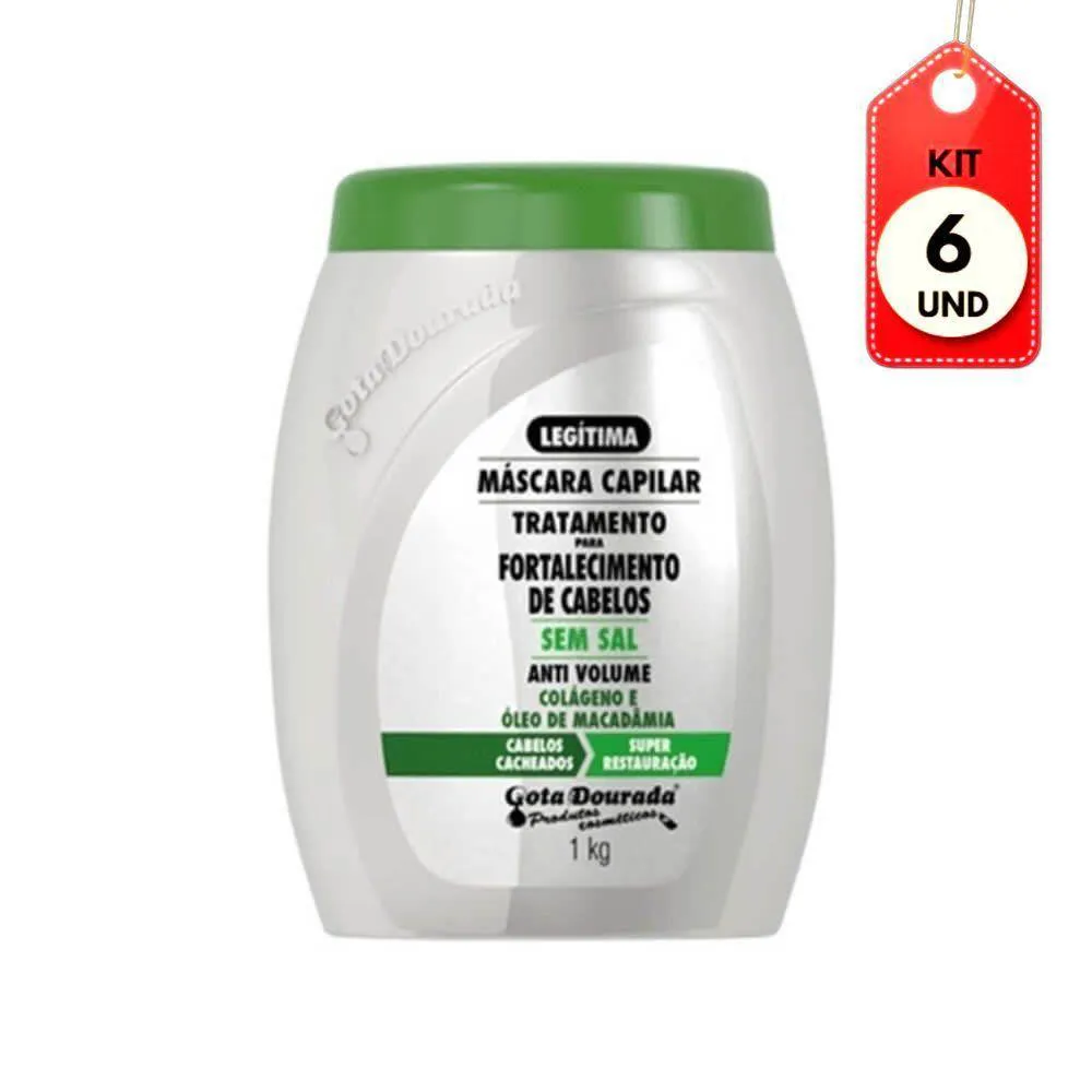 KIT C-06 GOTA DOURADA CABELOS CACHEADOS MáSCARA 1KG