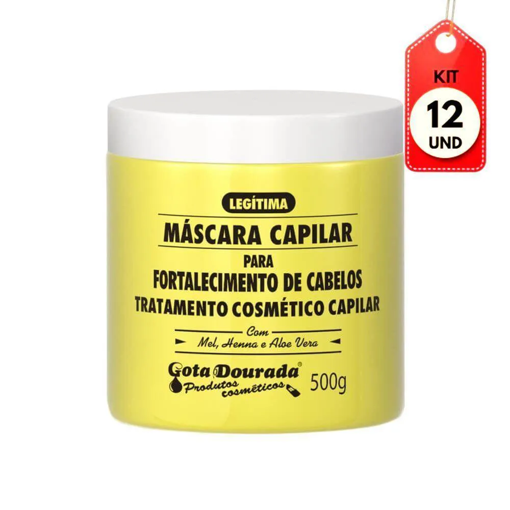KIT C-12 GOTA DOURADA FORTALECIMENTO MáSCARA 500G