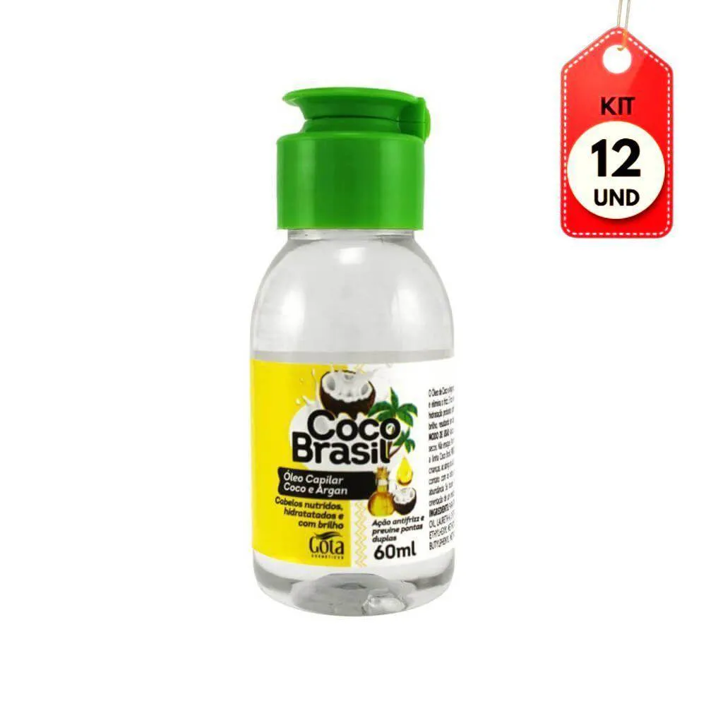 KIT C/12 GOTA DOURADA COCO BRASIL óLEO CAPILAR ARGAN 60ML