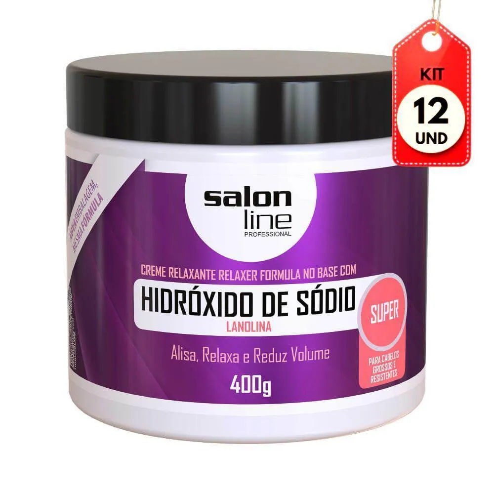 KIT C/12 SALON LINE SUPER HIDRóXIDO DE SóDIO MáSCARA CAPILAR 400G