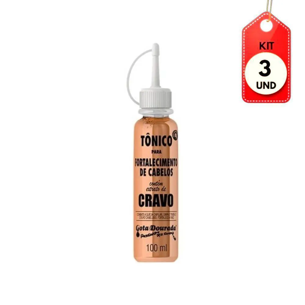 KIT C-03 GOTA DOURADA EXTRATO DE CRAVO TôNICO FORTALECEDOR 100ML