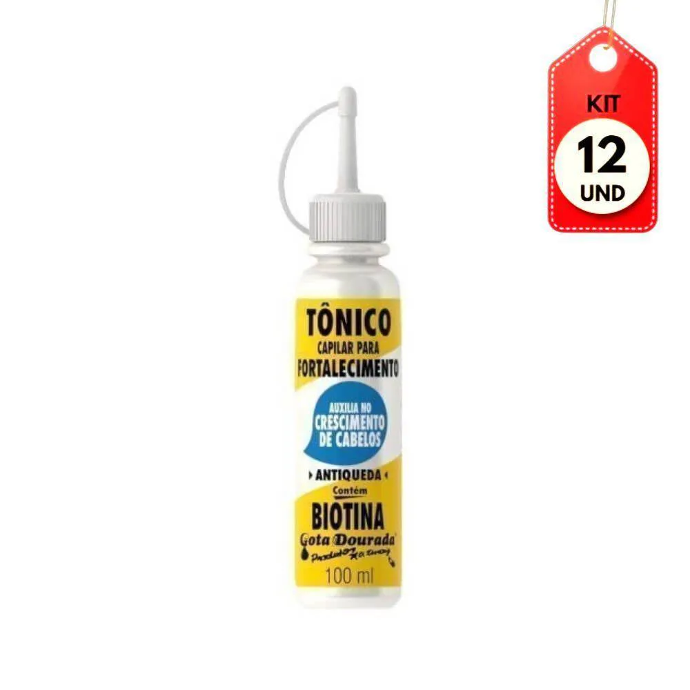 KIT C-12 GOTA DOURADA BIOTINA TôNICO FORTALECEDOR 100ML